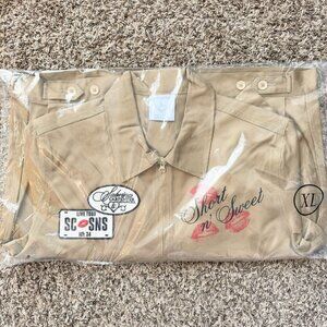 NEW SABRINA CARPENTER SHORT N' SWEET TOUR VIP JACKET Size X-Large Brown Khaki